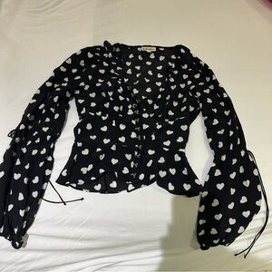 For Love & Lemons Women's Willow Heart Print Top